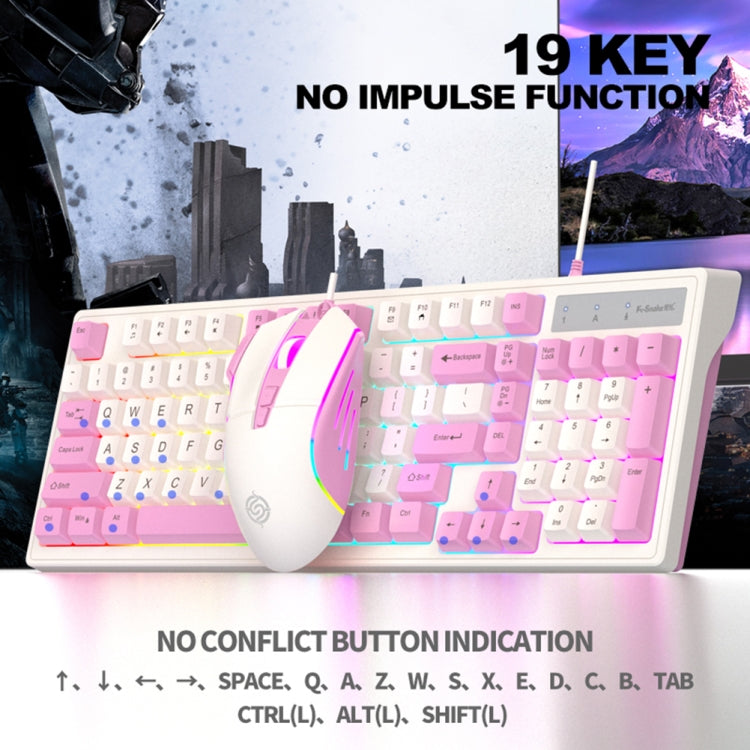 K-Snake Wired E-Sports Keyboard Mouse Mechanical Feel 98 Key Desktop Computer Notebook Keyboard, Keyboard+Mouse (Blue), Keyboard+Mouse (Gray), Keyboard+Mouse (Pink), Single Keyboard (Blue), Single Keyboard (Pink), Single Keyboard (Gray)