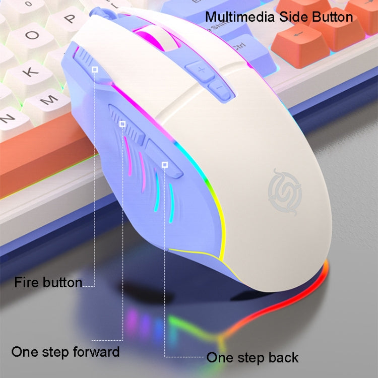K-Snake Wired E-Sports Keyboard Mouse Mechanical Feel 98 Key Desktop Computer Notebook Keyboard, Keyboard+Mouse (Blue), Keyboard+Mouse (Gray), Keyboard+Mouse (Pink), Single Keyboard (Blue), Single Keyboard (Pink), Single Keyboard (Gray)