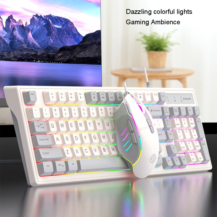 K-Snake Wired E-Sports Keyboard Mouse Mechanical Feel 98 Key Desktop Computer Notebook Keyboard, Keyboard+Mouse (Blue), Keyboard+Mouse (Gray), Keyboard+Mouse (Pink), Single Keyboard (Blue), Single Keyboard (Pink), Single Keyboard (Gray)