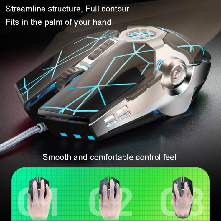 K-Snake Q7 Game Wired 7 Color Illuminated USB 4000 DPI Mechanical Mouse, Q7 Scrub Black, Q7 Silver Gray, Q7 White