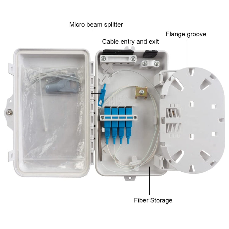 4 Core Fiber Splitter Box Wall Mounted  FTTX Distribution Box, 4 Core