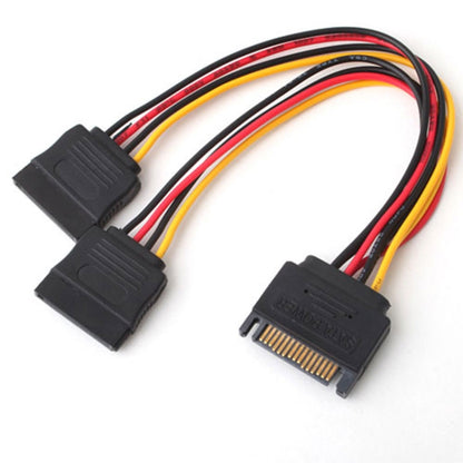 15P to Dual 15P One to Two SATA Hard Drive Power Conversion Cable, SATA 15P to Dual 15P
