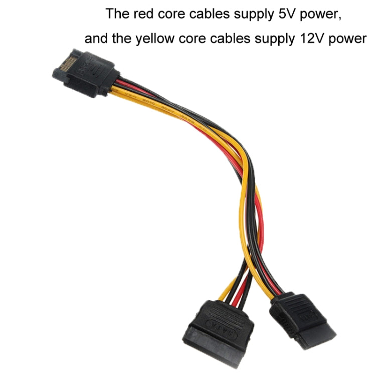 15P to Dual 15P One to Two SATA Hard Drive Power Conversion Cable, SATA 15P to Dual 15P