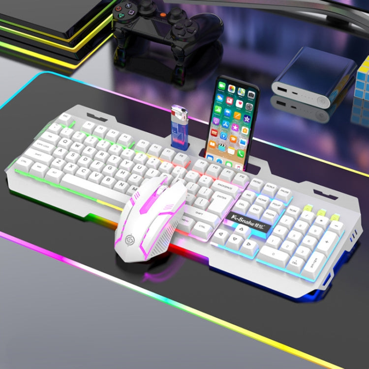 K-Snake Mechanical Feel Keyboard Mouse Kit USB Wired 104 Keycaps Computer Keyboard, Keyboard+Mouse (Black Gray), Keyboard+Mouse (White), Keyboard+Mouse (Black), Single Keyboard (White), Single Keyboard (Black)
