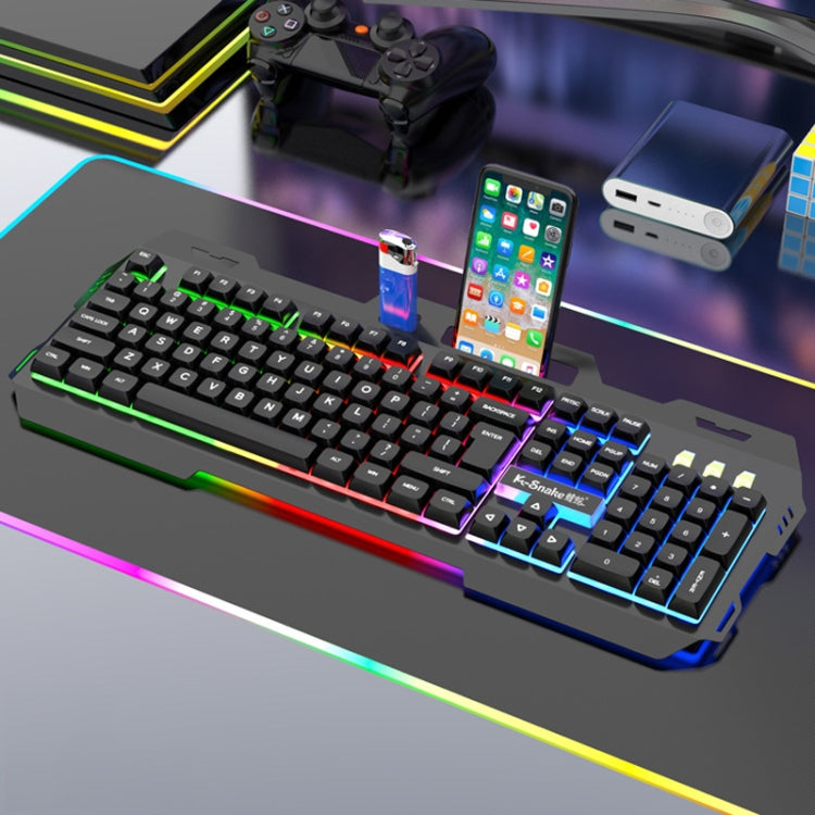K-Snake Mechanical Feel Keyboard Mouse Kit USB Wired 104 Keycaps Computer Keyboard, Keyboard+Mouse (Black Gray), Keyboard+Mouse (White), Keyboard+Mouse (Black), Single Keyboard (White), Single Keyboard (Black)
