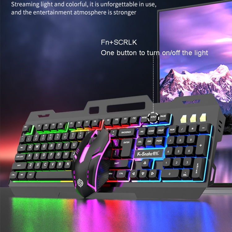 K-Snake Mechanical Feel Keyboard Mouse Kit USB Wired 104 Keycaps Computer Keyboard, Keyboard+Mouse (Black Gray), Keyboard+Mouse (White), Keyboard+Mouse (Black), Single Keyboard (White), Single Keyboard (Black)