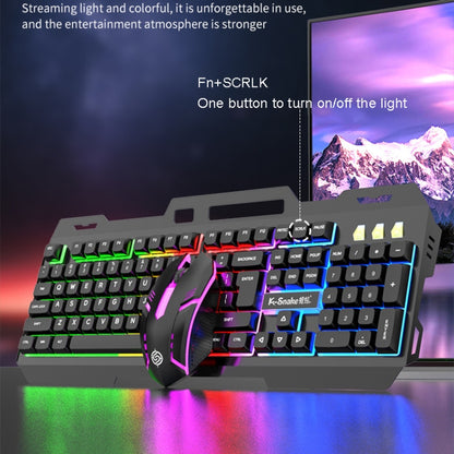 K-Snake Mechanical Feel Keyboard Mouse Kit USB Wired 104 Keycaps Computer Keyboard, Keyboard+Mouse (Black Gray), Keyboard+Mouse (White), Keyboard+Mouse (Black), Single Keyboard (White), Single Keyboard (Black)