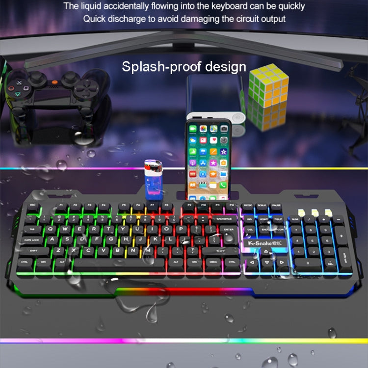 K-Snake Mechanical Feel Keyboard Mouse Kit USB Wired 104 Keycaps Computer Keyboard, Keyboard+Mouse (Black Gray), Keyboard+Mouse (White), Keyboard+Mouse (Black), Single Keyboard (White), Single Keyboard (Black)