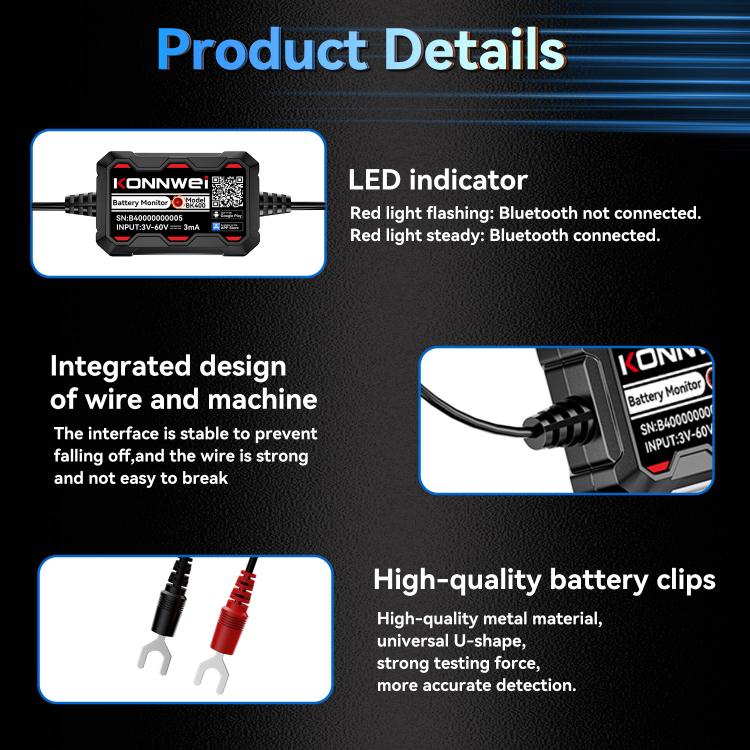 KONNWEI 360V Car Battery Monitor Diagnostic Tool, BK400