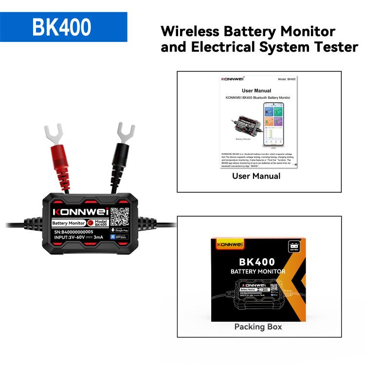 KONNWEI 360V Car Battery Monitor Diagnostic Tool, BK400
