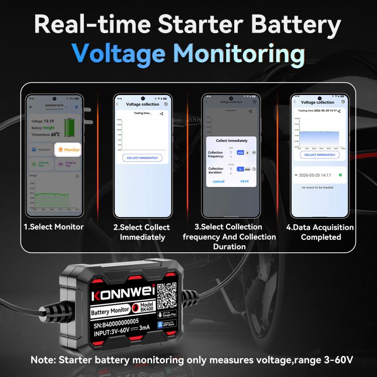KONNWEI 360V Car Battery Monitor Diagnostic Tool, BK400