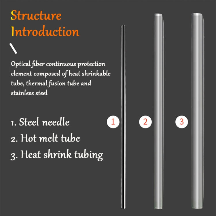 100pcs/pack 60mm Single Pin Optical Fiber Heat Shrinkable Tube Optical Hot Melt Tube, 60mm Single Pin