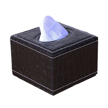 Hotel Restaurant Leather Square Paper Box Car Tissue Box, Sheepskin, Crocodile Pattern, Wheat Pattern, Ancient Pattern