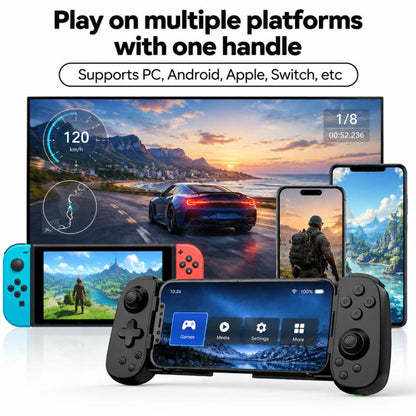 D6  Bluetooth Retractable Gamepad Dual Hall Six-Axis Somatosensory For Android/IPhone /Switch, D6 Black, D6 White Black