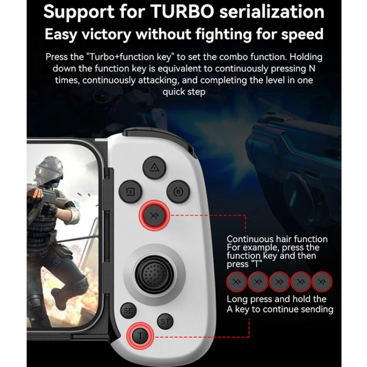 D6  Bluetooth Retractable Gamepad Dual Hall Six-Axis Somatosensory For Android/IPhone /Switch, D6 White Black, D6 Black
