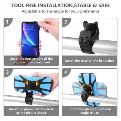 Removable Bicycle Cell Phone Holder For 4.5-7 Inch Phones, Four Claws Black, Eight Claws Black
