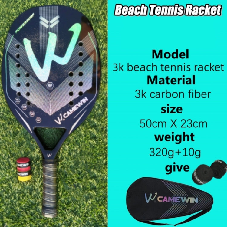 CAMEWIN 3K Carbon Fiber Rough Surface Beach Tennis Racket With Cover Bag