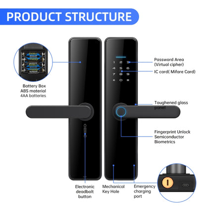 C91 Tuya Smart WiFi Password Fingerprint Electronic Door Lock, C91 Black, C91 Silver, C91 Bronze