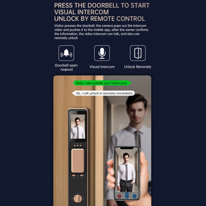 S61 Fully Automatic 3D Face Recognition Tuya Wifi Smart Fingerprint Lock Anti-theft Password Lock, S61 Space Gray, S61 Rose Gold