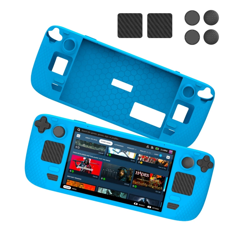 JYS JYS-SD011 For Steam Deck 7pcs/set Host Silicone Case With Joystick Cap+Touch Board Sticker Set, Red, Black, Blue