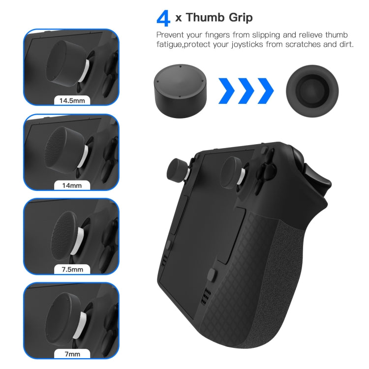 JYS JYS-SD011 For Steam Deck 7pcs/set Host Silicone Case With Joystick Cap+Touch Board Sticker Set, Red, Black, Blue