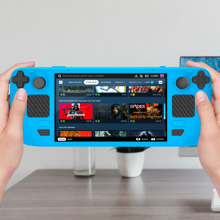 JYS JYS-SD011 For Steam Deck 7pcs/set Host Silicone Case With Joystick Cap+Touch Board Sticker Set, Red, Black, Blue