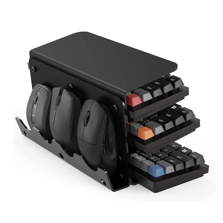 Transparent 3-Layer Acrylic Keyboard Stand Increased Tilt Computer Keyboard Tray, Black, Transparent