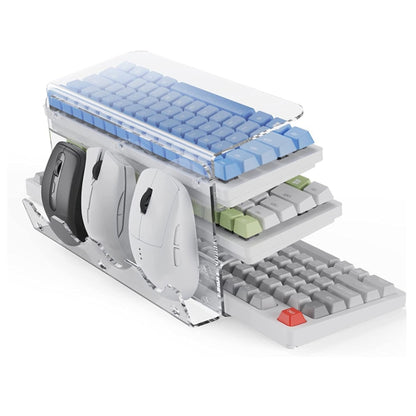 Transparent 3-Layer Acrylic Keyboard Stand Increased Tilt Computer Keyboard Tray, Black, Transparent