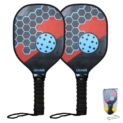 LEIJIAER 1pair Imitation Carbon Wood Pickleball Paddle Set With 2 Balls