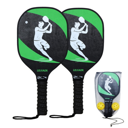 LEIJIAER 1pair Imitation Carbon Wood Pickleball Paddle Set With 2 Balls