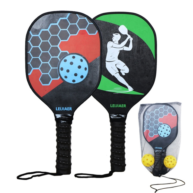 LEIJIAER 1pair Imitation Carbon Wood Pickleball Paddle Set With 2 Balls