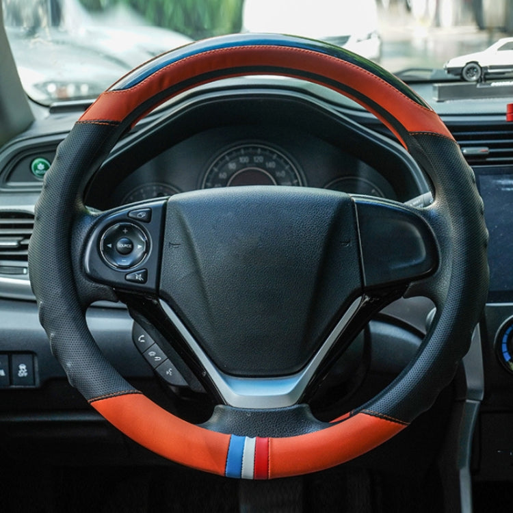 38cm Microfiber Leather Sports Colorful Car Steering Wheel Cover, Black, Blue, Green, Red, Pink, Orange, Brown