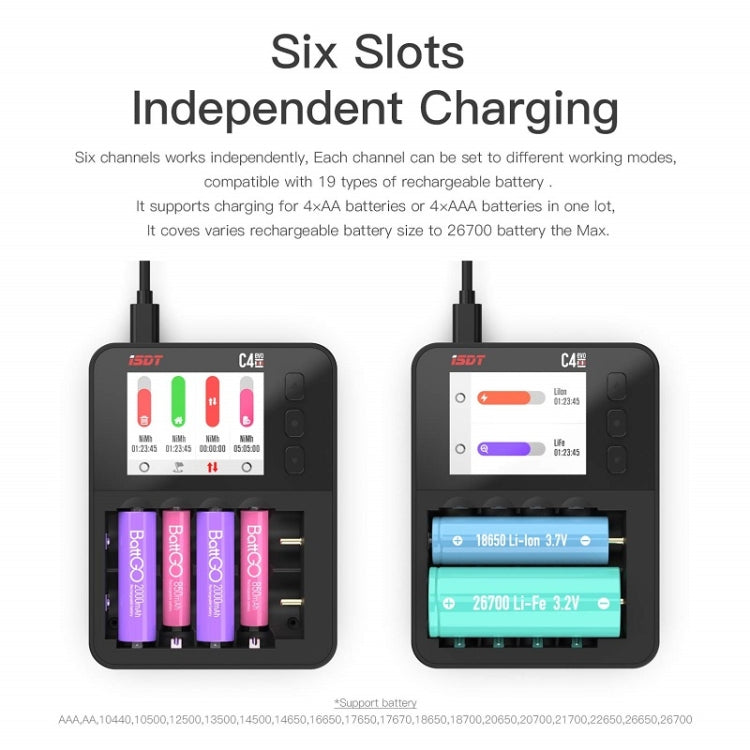 ISDT C4 EVO NiMH/NiCd Cylindrical Lithium Battery Smart Charger