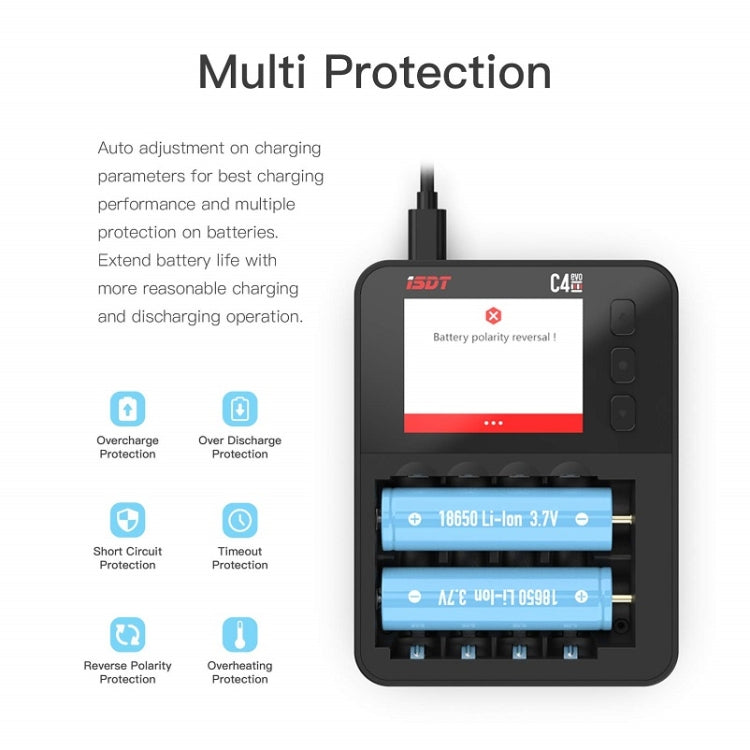 ISDT C4 EVO NiMH/NiCd Cylindrical Lithium Battery Smart Charger