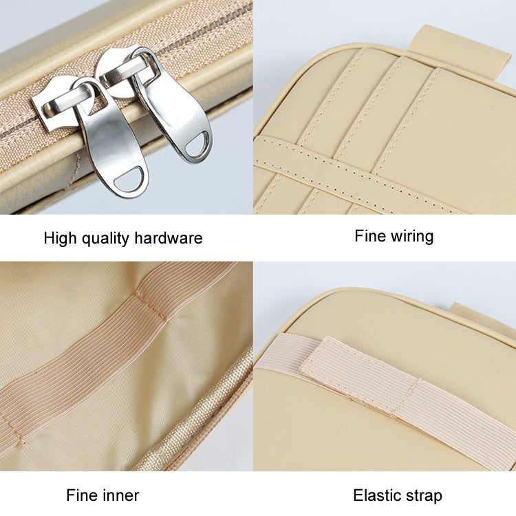 Car Driver License Storage Bag Sun Visor Sunglasses Card Holder, Beige