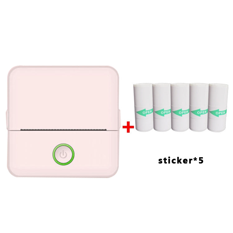 X6 200DPI Student Homework Printer Bluetooth Inkless Pocket Printer, Pink Printer Paper x1, White Printing Paper x1, Pink Printing Paper x5, White Printing Paper x5, Pink Sicker x5, White Sticker x5, Pink 5 Printer Paper+5 Stickers