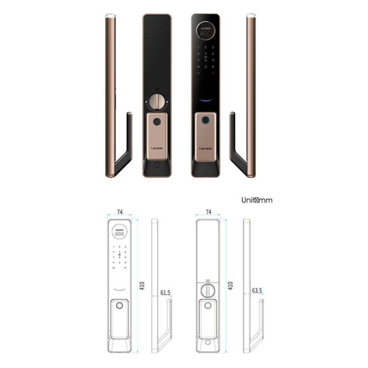 T100A  3D Face Recognition Fingerprint Code Card Digital Door Lock, T100A Space Gray, T100A Rose Gold