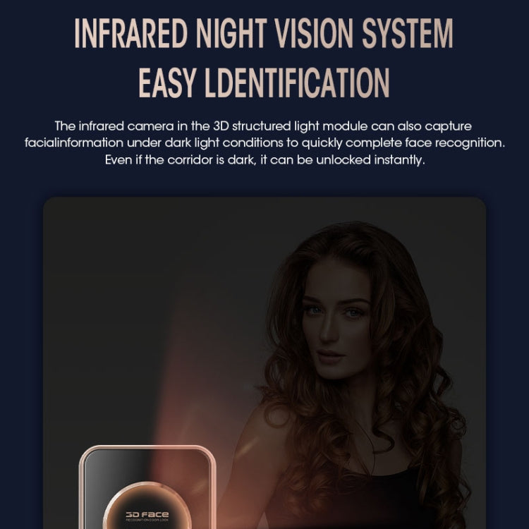 T100A  3D Face Recognition Fingerprint Code Card Digital Door Lock, T100A Space Gray, T100A Rose Gold