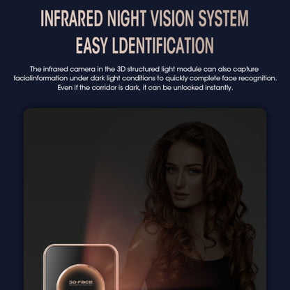 T100A  3D Face Recognition Fingerprint Code Card Digital Door Lock, T100A Space Gray, T100A Rose Gold