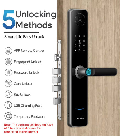 A60 Smart Fingerprint Password Door Lock With Doorbell, Basic Version Gray, Basic Version Gold, Tuya APP Version Gray, Tuya APP Version Gold