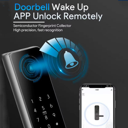 A60 Smart Fingerprint Password Door Lock With Doorbell, Basic Version Gray, Basic Version Gold, Tuya APP Version Gray, Tuya APP Version Gold