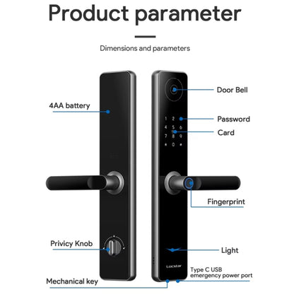 A60 Smart Fingerprint Password Door Lock With Doorbell, Basic Version Gray, Basic Version Gold, Tuya APP Version Gray, Tuya APP Version Gold