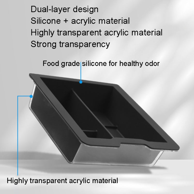 For Tesla Model 3 / Y Silicone Double Layer Storage Small Ice Box, Center Front With Divider (Black), Center Front With Divider (Pink), Center Front No Separation (Black), Center Front No Separation (Pink), Rear Center No Separation (Black)