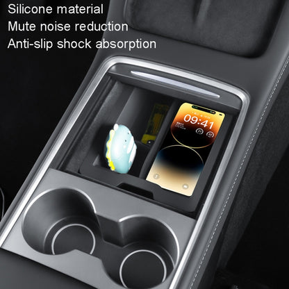 For Tesla Model 3 / Y Silicone Double Layer Storage Small Ice Box, Center Front With Divider (Black), Center Front With Divider (Pink), Center Front No Separation (Black), Center Front No Separation (Pink), Rear Center No Separation (Black)