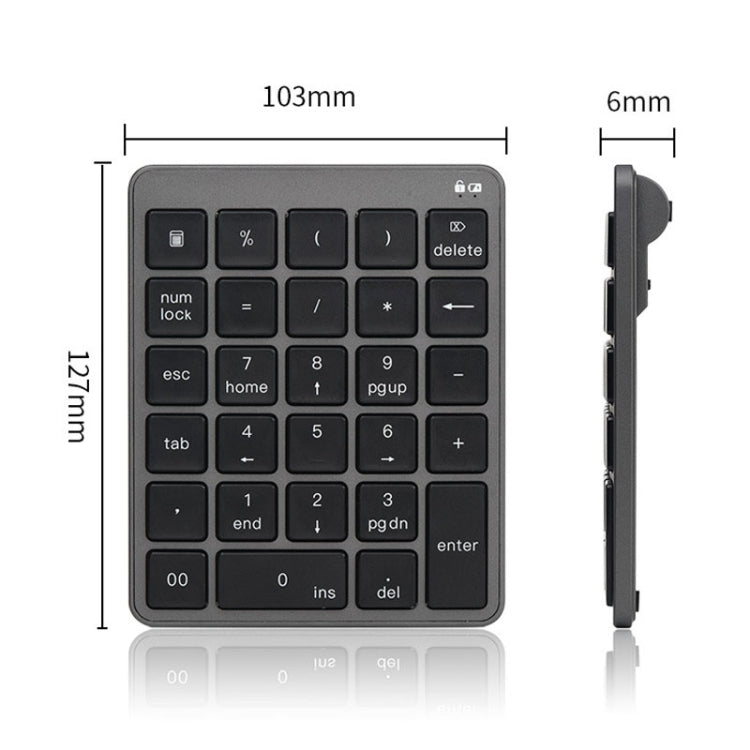 KN-980 28 Keys Portable Wireless Digital Quiet Keypad Computer External Digital Password Keypad