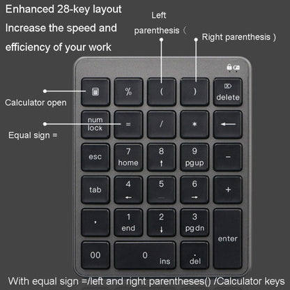 KN-980 28 Keys Portable Wireless Digital Quiet Keypad Computer External Digital Password Keypad
