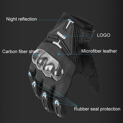 SOMAN Motorcycle Riding Anti-fall Breathable Anti-slip Carbon Fiber Gloves, M, L, XL, XXL