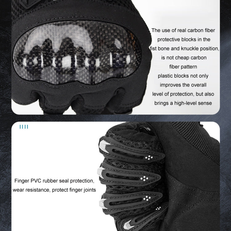SOMAN Motorcycle Riding Anti-fall Breathable Anti-slip Carbon Fiber Gloves, M, L, XL, XXL