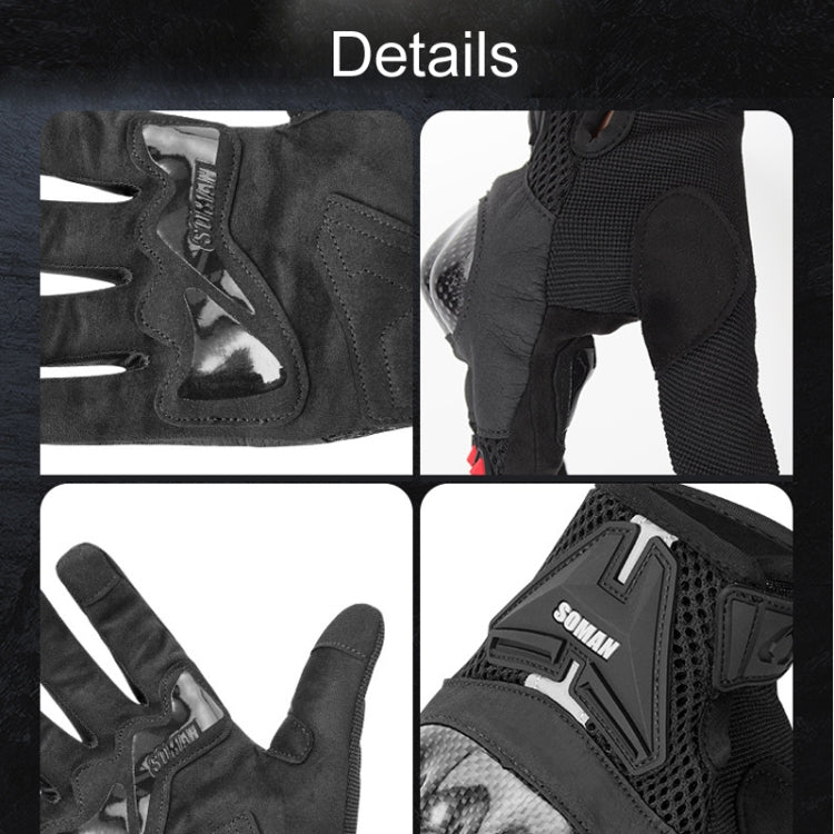 SOMAN Motorcycle Riding Anti-fall Breathable Anti-slip Carbon Fiber Gloves, M, L, XL, XXL