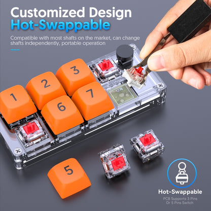 MKESPN Shortcut Macro Defined Wired Samll Keypad Single Handed Gaming Keyboard, MKESPN K806 (White, MKESPN K806 (Transparent)
